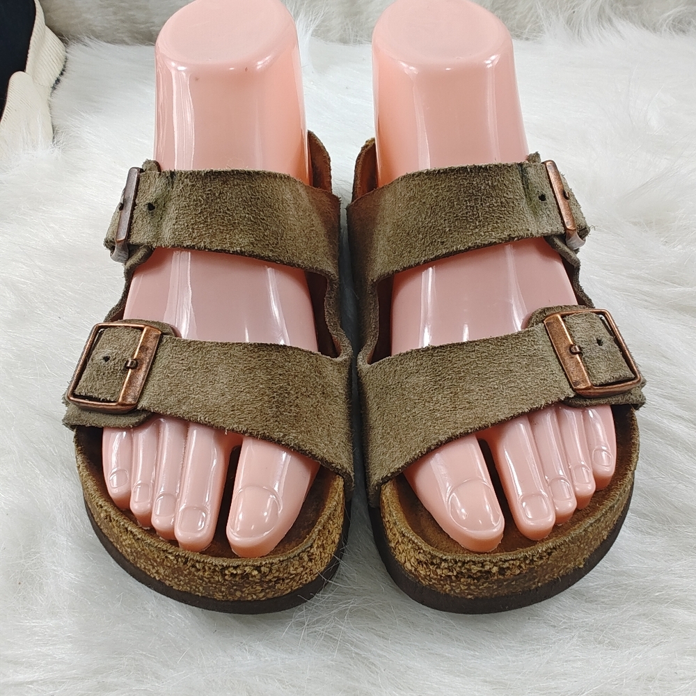 Birkenstock Arizona Brown Suede 2-Buckle Slide Sandals Women’s Size 35 (US 4–4.